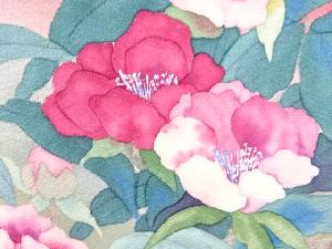 アンティーク　二代目清次郎作　手描き枝花模様五つ紋着物